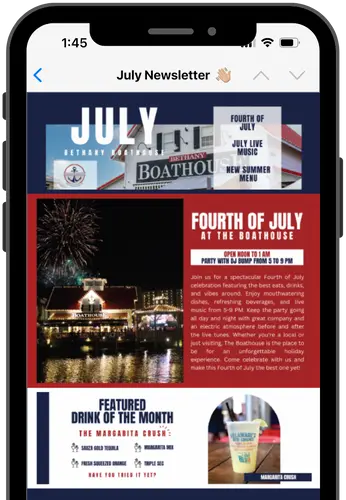 Boathouse email newsletter on a phone